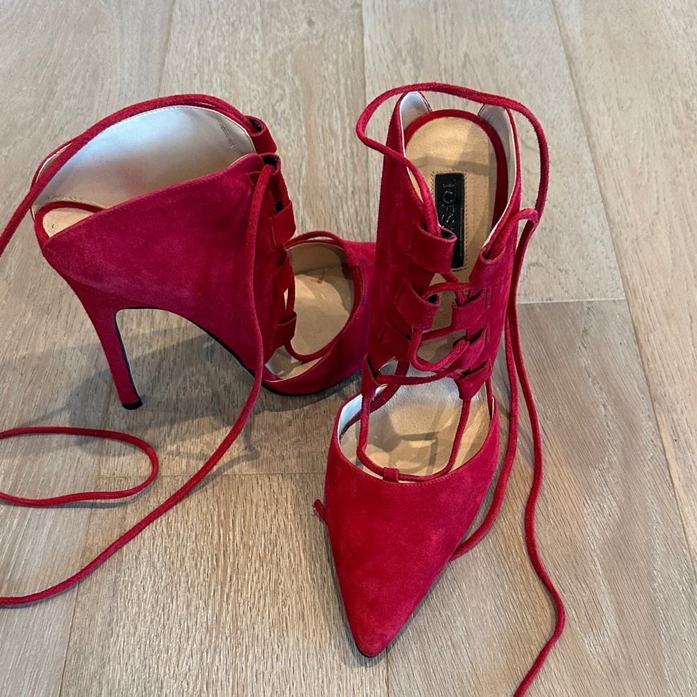 Topshop Vibrant Red Lace-Up Heels
